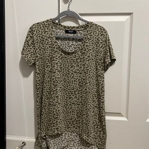MOD boutique high low green cheetah print shirt